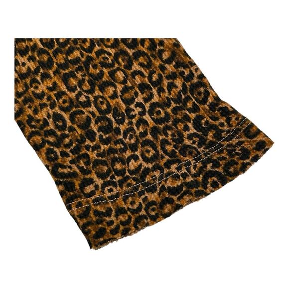 Anthropologie Pilcro Animal Cheetah Leopard Print Split Neck Thermal Top Large - Picture 7 of 10